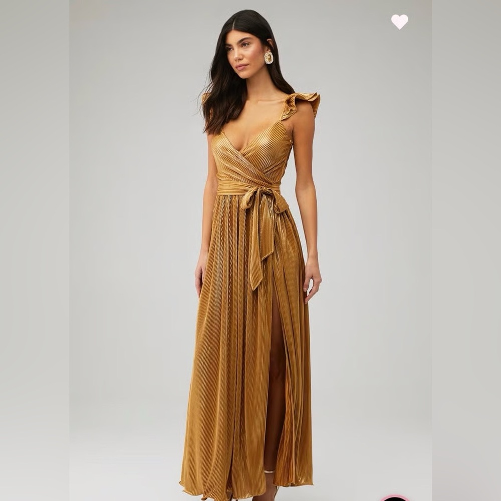 SAYLOR IMARA MAXI GOLD PLEATED DRESS SZ xs
